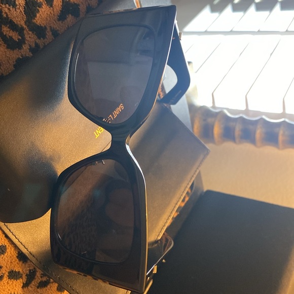 Saint Laurent SLM119F BLAZE 001 Black Oversized Cat Eye Women Sunglasses - Picture 15 of 17